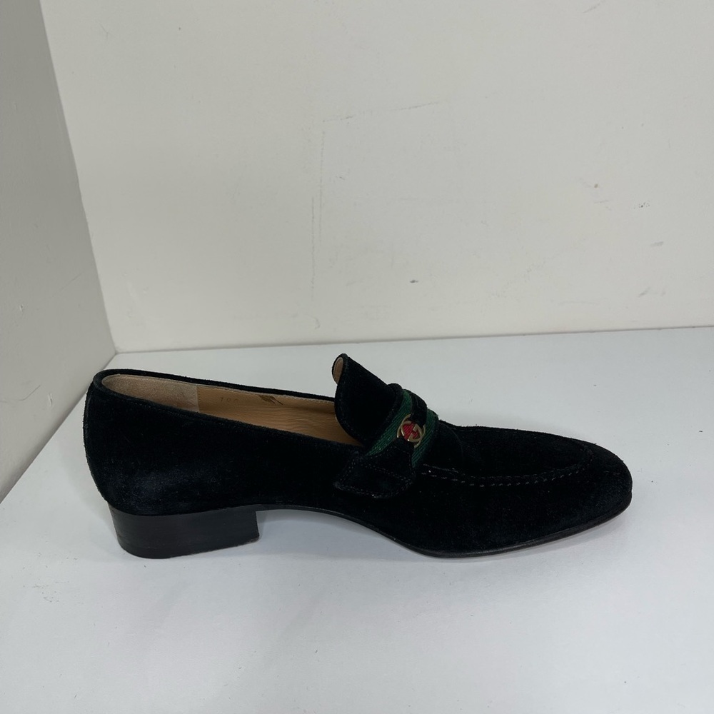GUCCI GG Horsebit Web loafers black suede preppy  LOGO VTG designer school - Picture 4 of 13